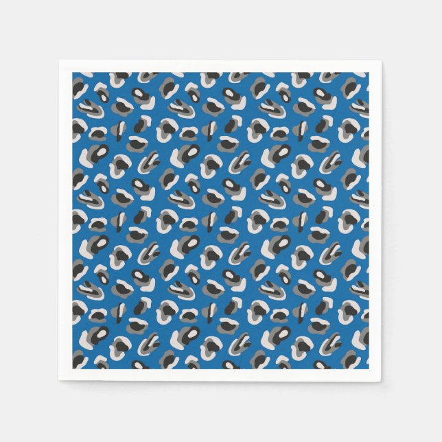 Serviette En Papier Motif Poster de animal moderne Blue Leopard (Devant)