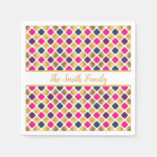 Serviette En Papier Motif Quatrefoil Multicolor