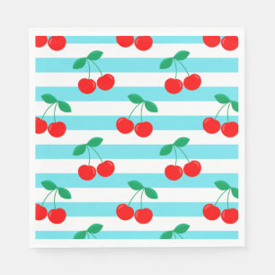 Serviette En Papier Motif rayure cerise – Cadeau & déco rétro de fruit
