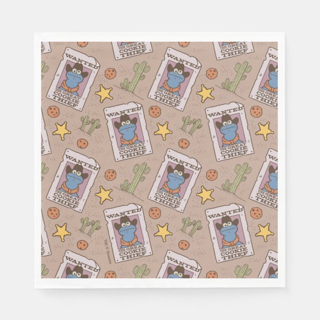 Serviette En Papier Motif Recherché Cookie Monster (Devant)