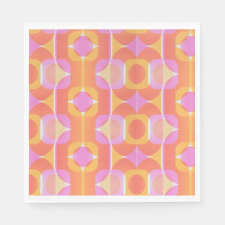 Serviette En Papier Motif rétro vintage des années 60 rose et orange