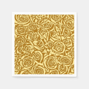 Serviette En Papier Motif Rose Abstrait moderne, Jaune de moutarde