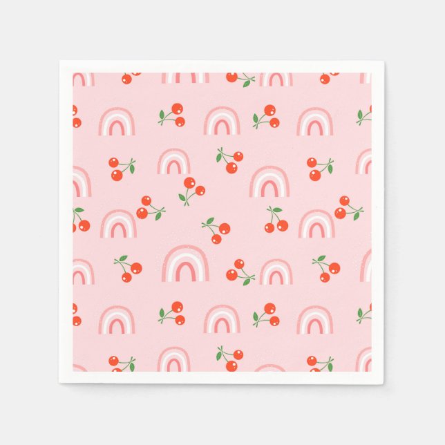 Serviette En Papier Motif rose arc-en-ciel cerise (Devant)