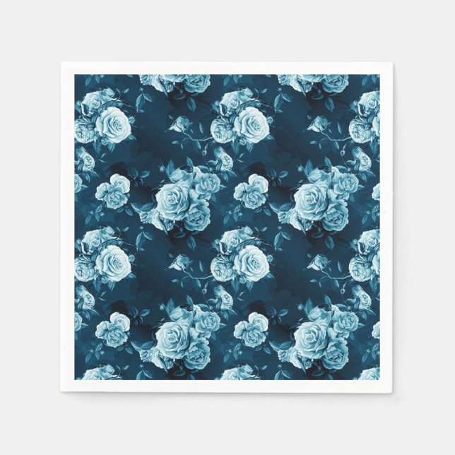 Serviette En Papier Motif Rose bleu classique (Devant)