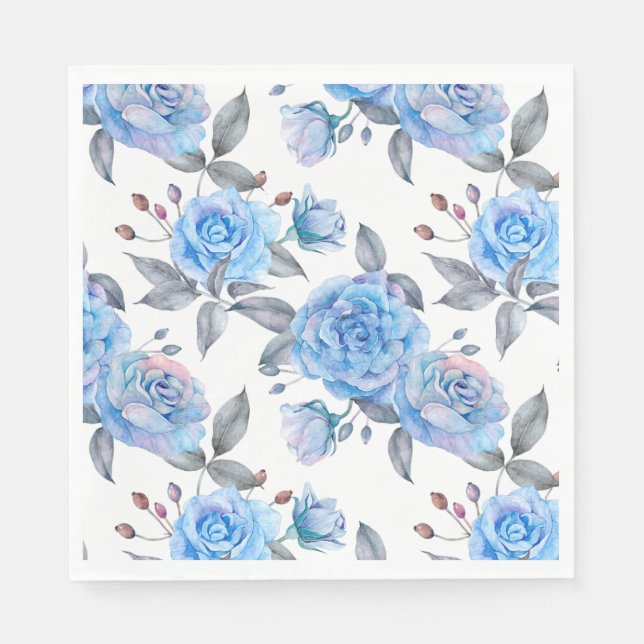 Serviette En Papier Motif rose bleu pastel (Devant)