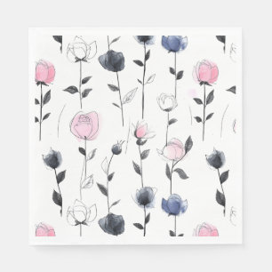 Serviette En Papier Motif rose noir moderne