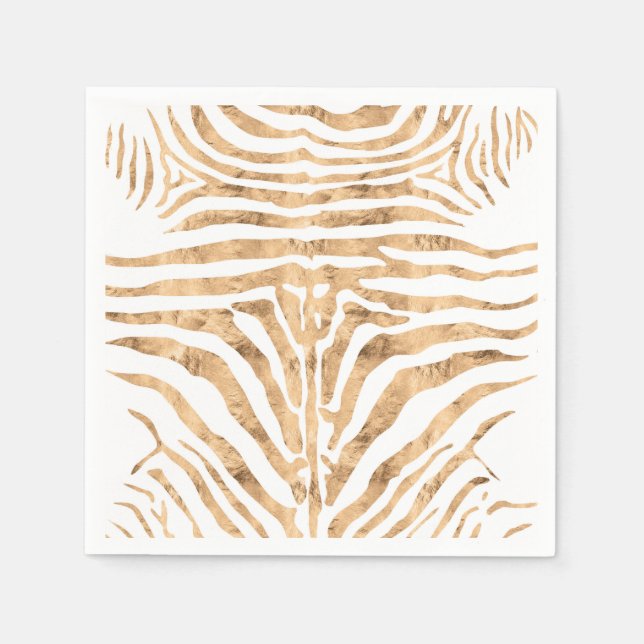 Serviette En Papier motif rose or zèbre peau (Devant)