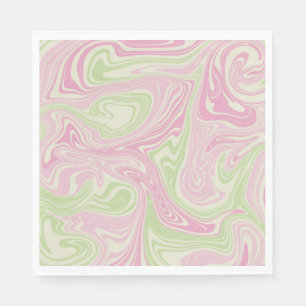 Serviette En Papier Motif rose vert à bille liquide