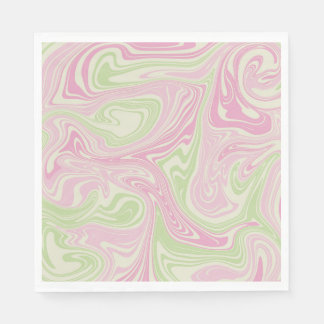Serviette En Papier Motif rose vert à bille liquide