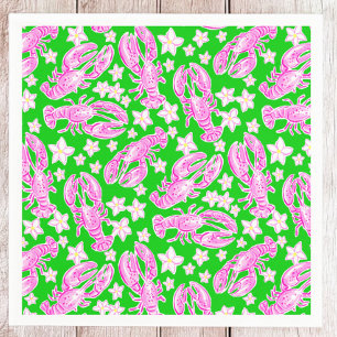 Serviette En Papier Motif Rose Vert Homard Prépa