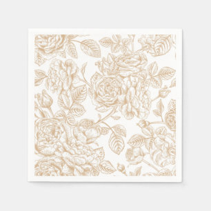 Serviette En Papier Motif Rose Vintage beige