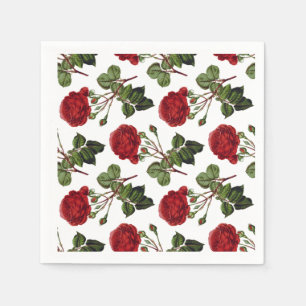 Serviette En Papier Motif Roses Rouges