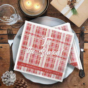 Serviette En Papier Motif rouge Gold Plaid N° 2 ID1009