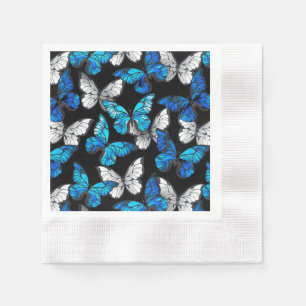 Serviette En Papier Motif sans couleur foncée avec papillons bleus Mor