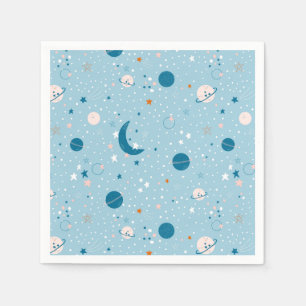 Serviette En Papier Motif Sky & Space bleu