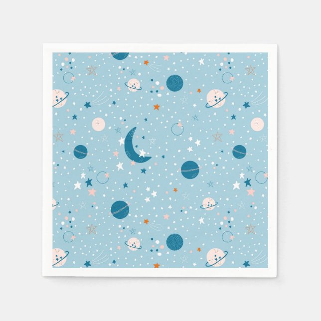 Serviette En Papier Motif Sky & Space bleu (Devant)