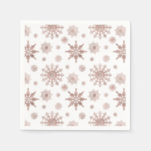Serviette En Papier Motif Snowflake Dans Faux Rose Couleur Or