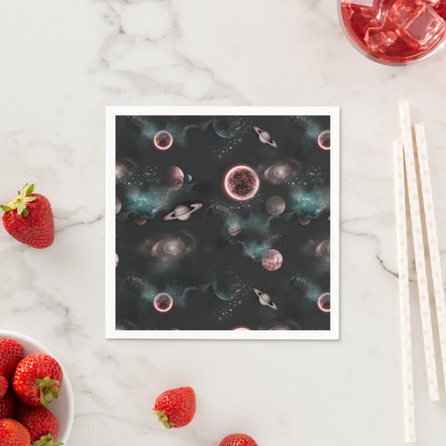 Serviette En Papier Motif spatial  (En situation)
