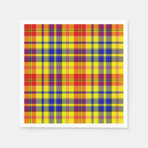 Serviette En Papier Motif Tartan à Carreaux Jaune Rouge Bleu 