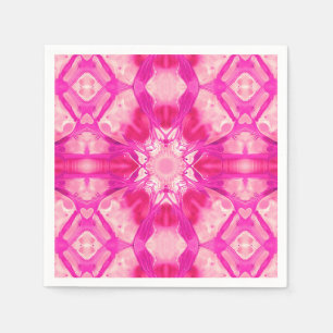 Serviette En Papier Motif Tie and Dye Fuchsia et Rose Pâle