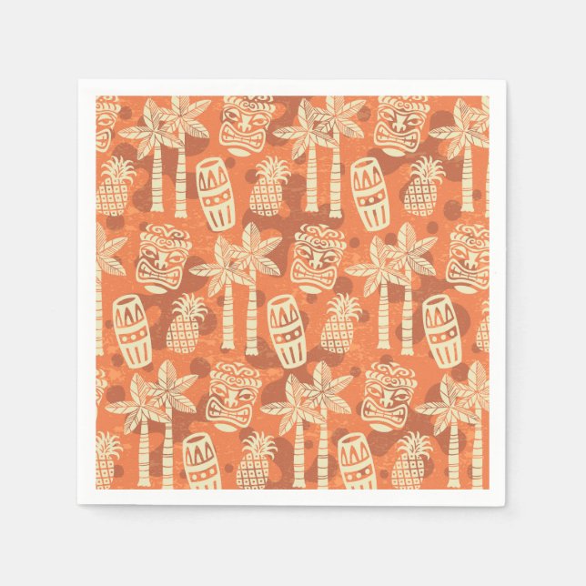 Serviette En Papier Motif Tiki moderne du milieu du siècle rétro (Devant)