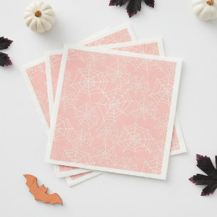 Serviette En Papier Motif Toile d'araignée Halloween Rose Blanc ID1328