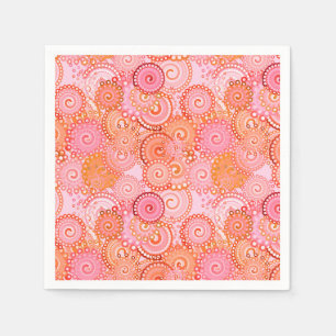 Serviette En Papier Motif tourbillon fractal, corail et rose