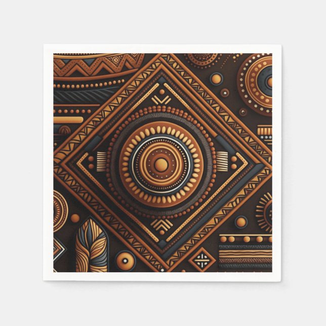 Serviette En Papier Motif traditionnel africain. Afrique ethnique (Devant)