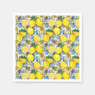 Serviette En Papier Motif traditionnel méditerranéen aux citrons