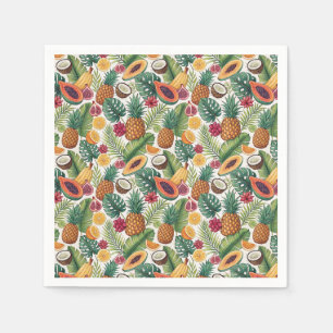 Serviette En Papier Motif Tropical à l'Ananas - Dessin de Fruits d'Été