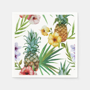 Serviette En Papier Motif tropical d'ananas d'aquarelle de thème