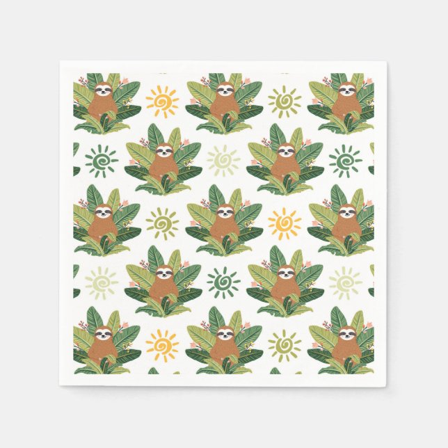 Serviette En Papier Motif Tropical Sloth (Devant)