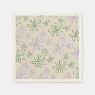 Serviette En Papier Motif vert Vintage rétro violet petite fleur
