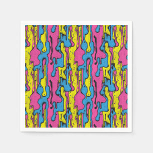 Serviette En Papier "Motif vibrant à gouttes d'art pop rétro 