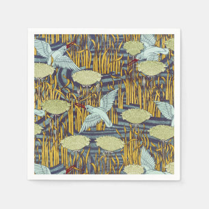 Serviette En Papier Motif vintage Art nouveau d'oiseau et de marais