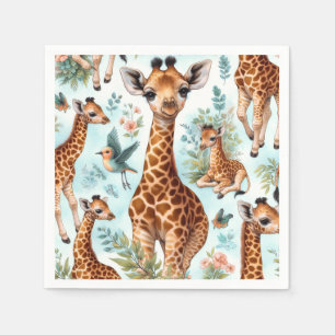 Serviette En Papier Motif vintage Cute Baby Giraffe