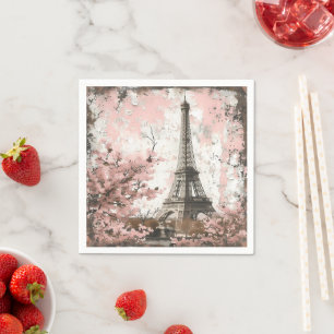 Serviette En Papier Motif vintage Pink Paris