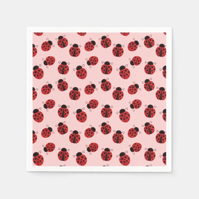 Serviette En Papier Motif Whimsical Ladybug sur rose (Devant)