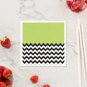 Serviette En Papier Motif Zigzag noir et blanc, Chevron, Vert