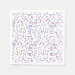 Serviette En Papier Motif zodiaque. GBG blanc x4.b lumineux