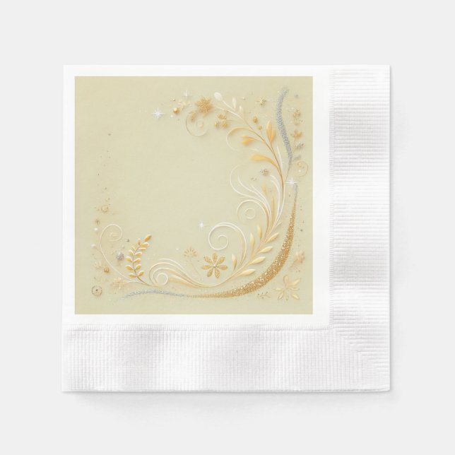 Serviette En Papier Motifs Floraux Dans L'Ombre Jaune Pastel (Devant)
