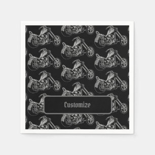 Serviette En Papier Moto Noir Et Argent