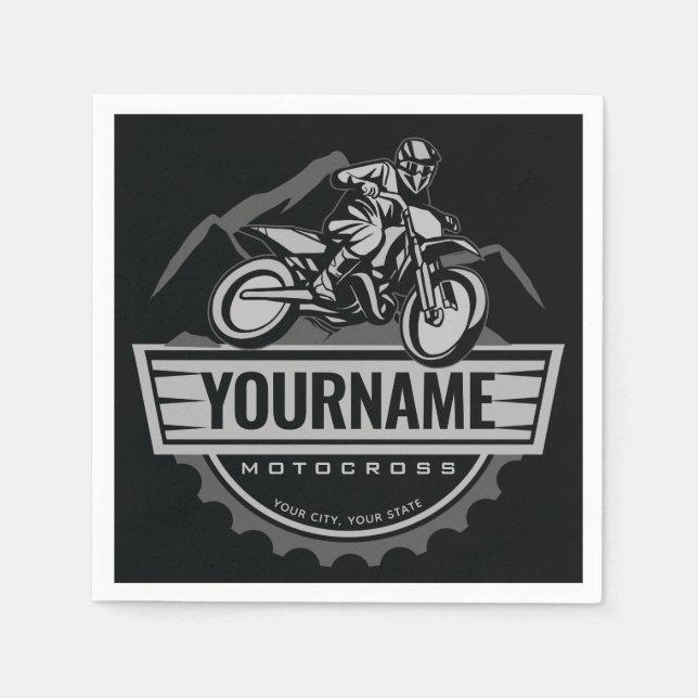 Serviette En Papier Motocross personnalisée Rider Dirt Bike Hill Racin (Devant)