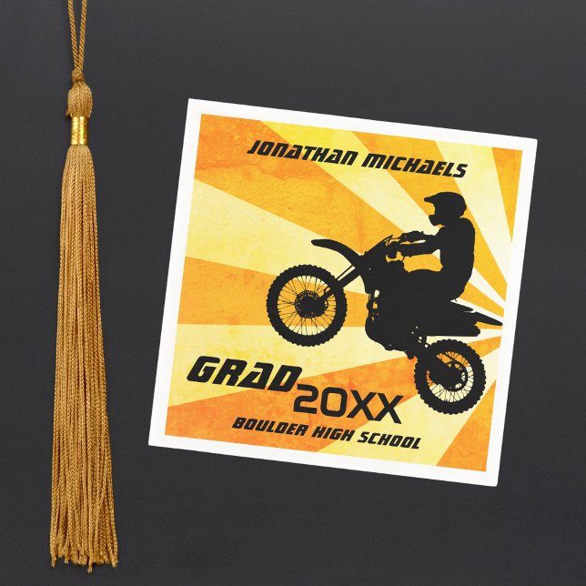 Serviette En Papier Motocross Retro Sunburst Graduation en VTT (Créateur téléchargé)