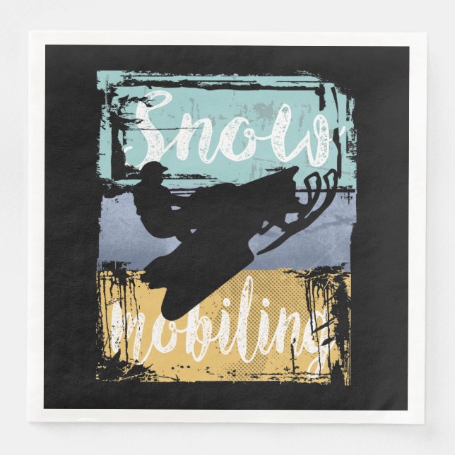 Serviette En Papier Motoneige Retro Style Motoneige (Devant)