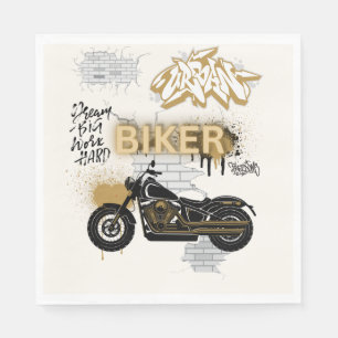 Serviette En Papier Motorcycle or et crème Papier