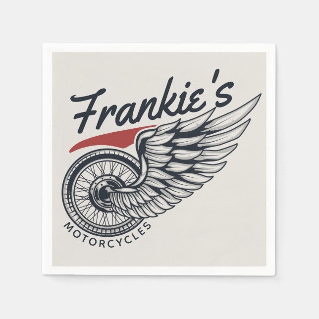 Serviette En Papier Motos personnalisées Flying Tire Biker Shop (Devant)