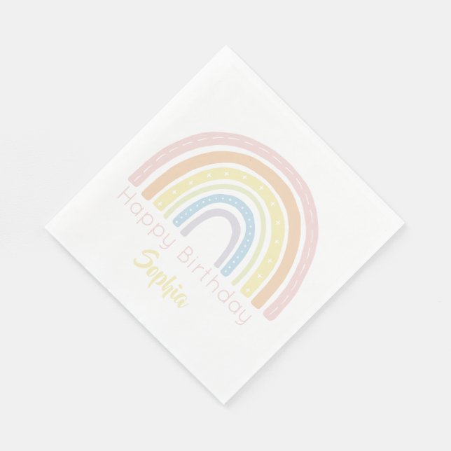 Serviette En Papier Mots clés Pastel Boho Rainbow Favoriser (Coin)