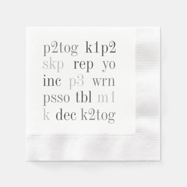 Serviette En Papier MOTS tricots Papier à Cocktail à l'encre serviette (Devant)