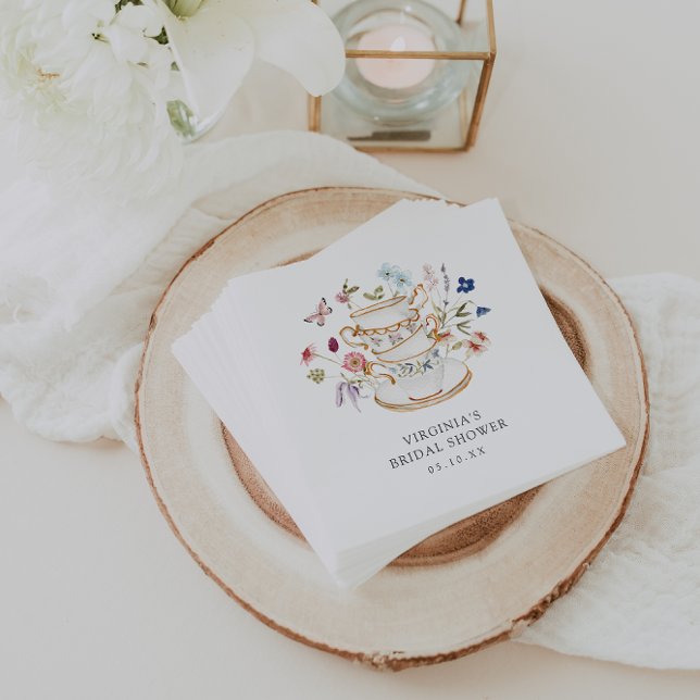 Serviette En Papier Mouchoir en papier du Tea Party (Elegant Wildflower Tea Party Paper Napkin by Painted Paperie
)